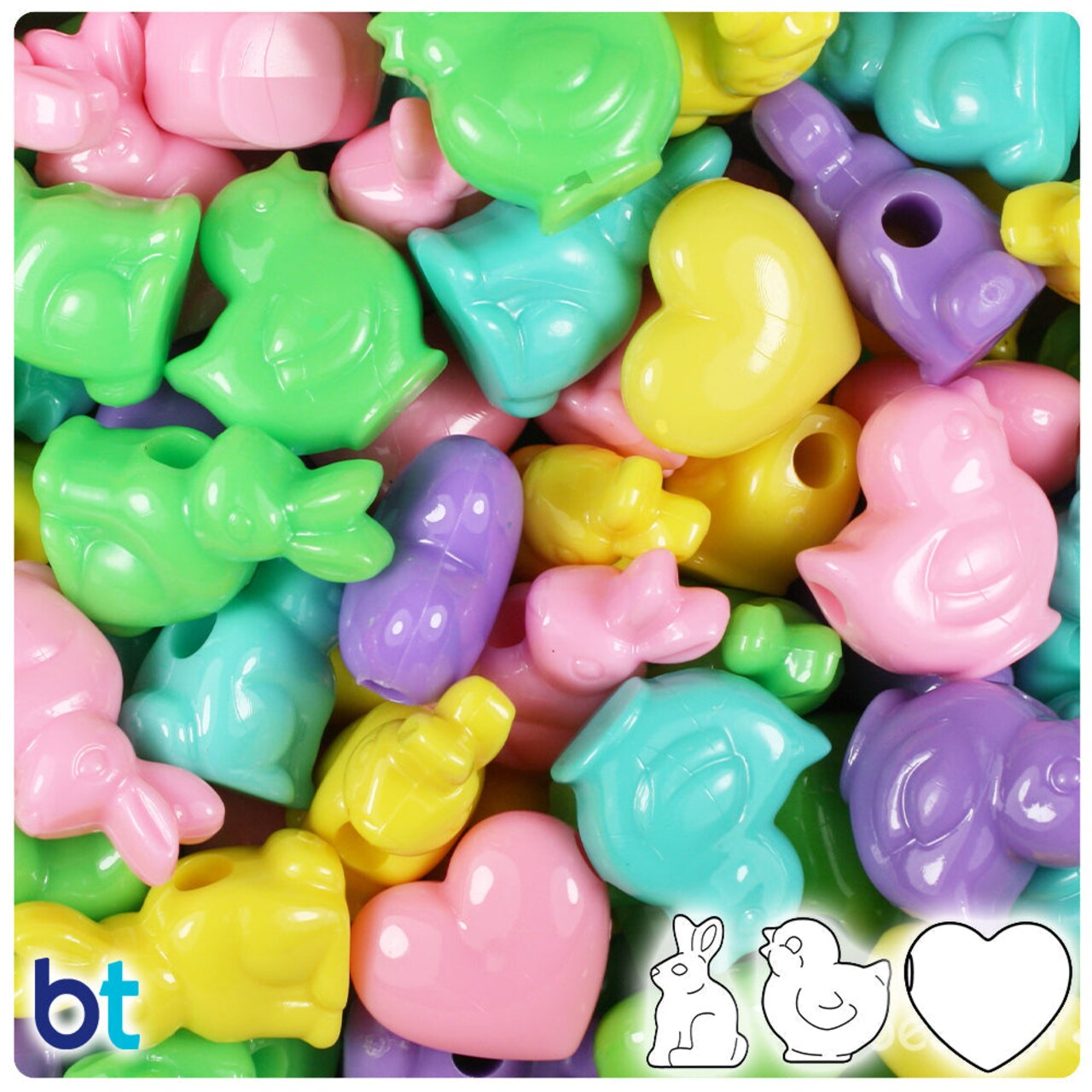 BeadTin Spring Opaque Mix Funshine Assortment Plastic Pony Beads (2oz)